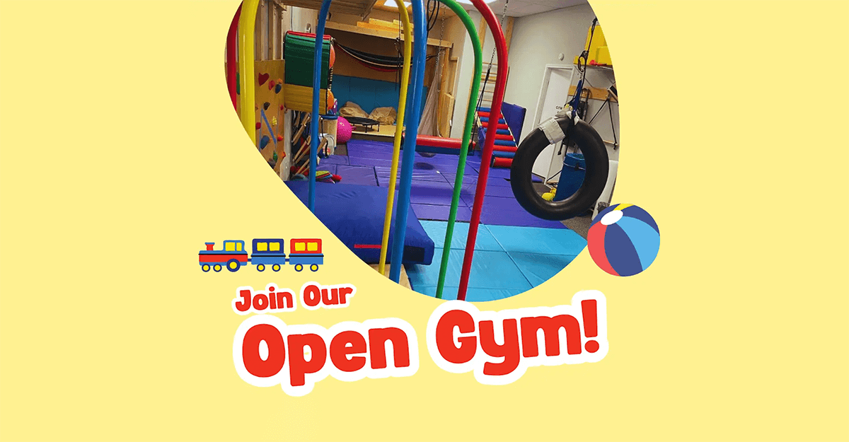 Join our open gym: sensory gym with swings and climbing equipment at Cowtown Pediatrix Clinic