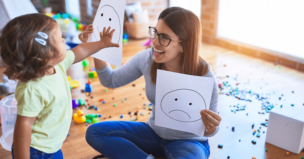 Toddler practicing emotional regulation with a sensory approach