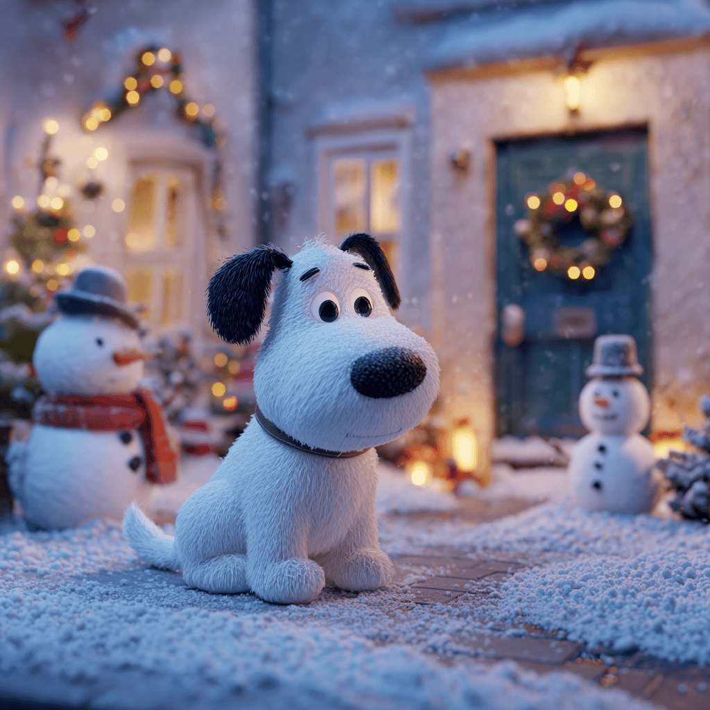 Cartoon Pup  Portrait -Christmas Edition