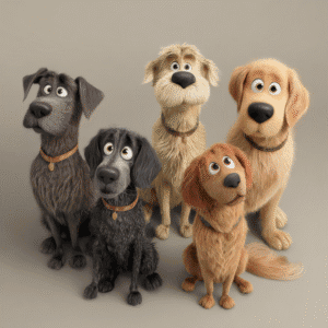 cartoon_style_3d_render_of_Retrievers_Labradors_Goldens_dogs
