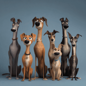 cartoon-style_3d_render_of_Sighthounds_Whippets_Greyhound-dogs