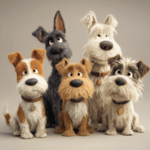cartoon_style_3d_render_of_Terriers_Jack_russel_Westies_dogs