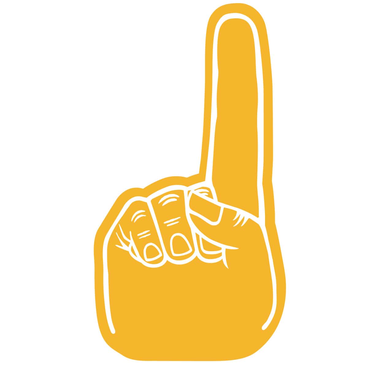 Gold number one foam finger with white hand outline