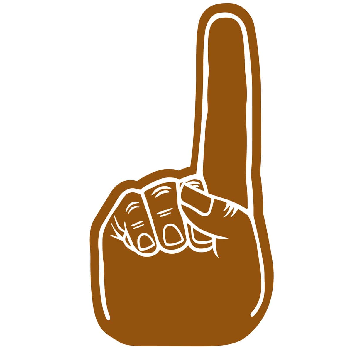Brown number one foam finger with white hand outline