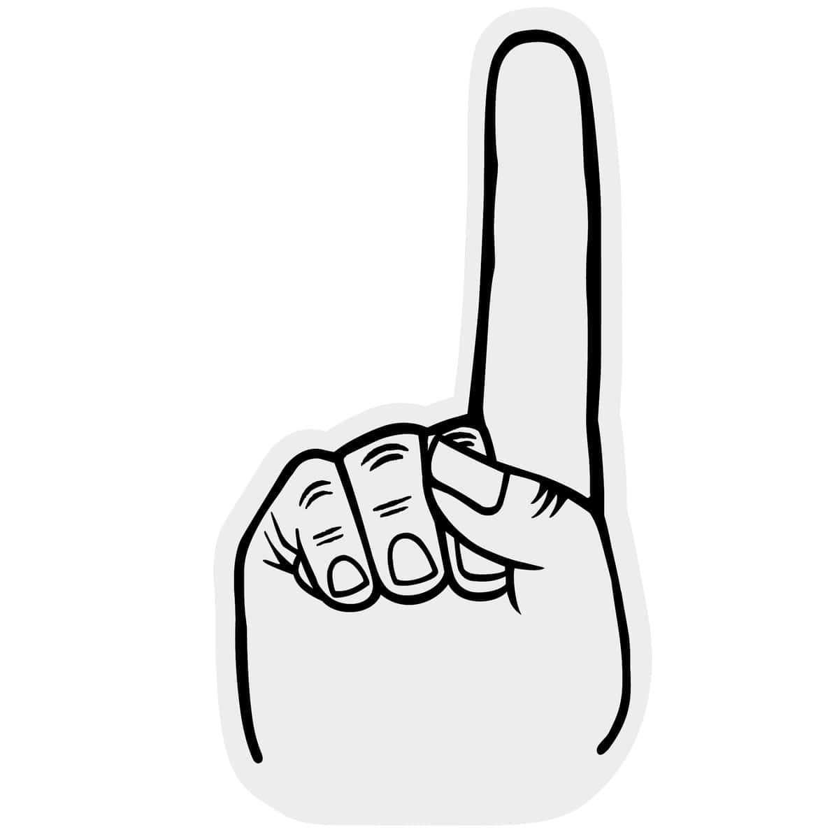 White number one foam finger with black hand outline