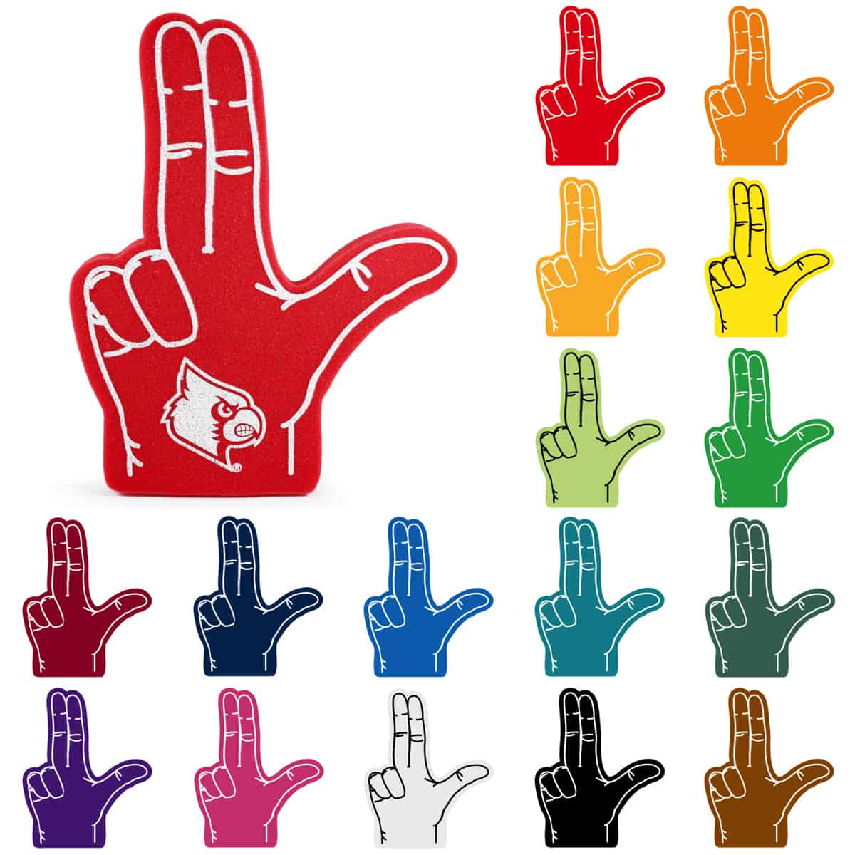 Custom double finger foam mitt with printed logo.