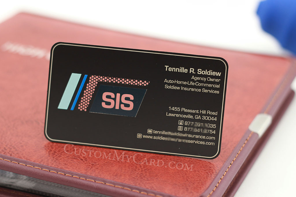 black metal business cards with laser engraving