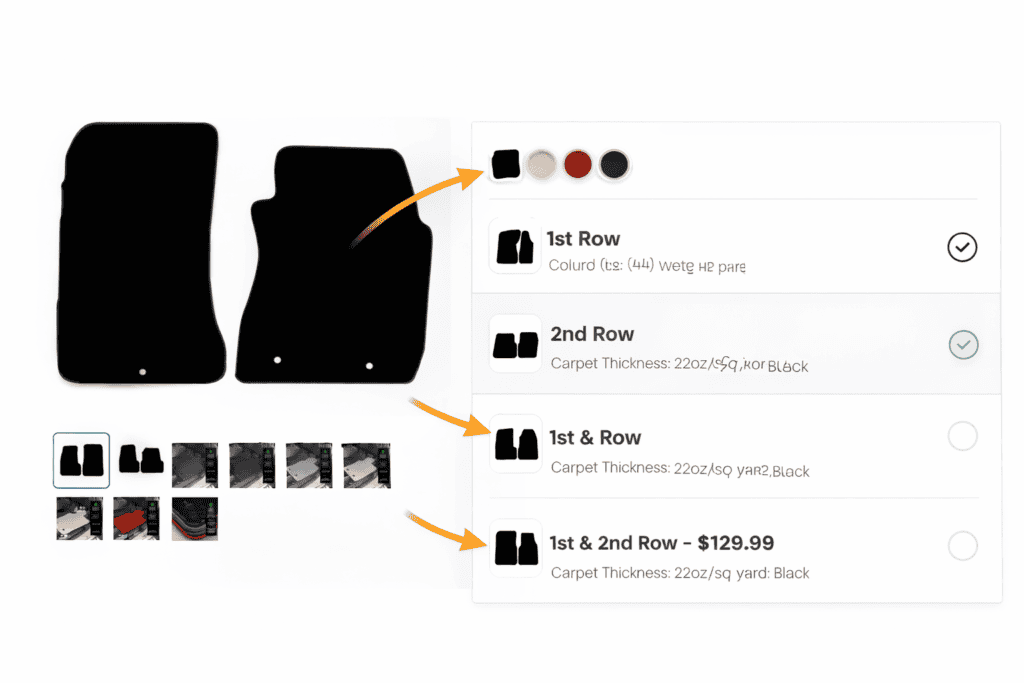Shopify custom product configurator car mats