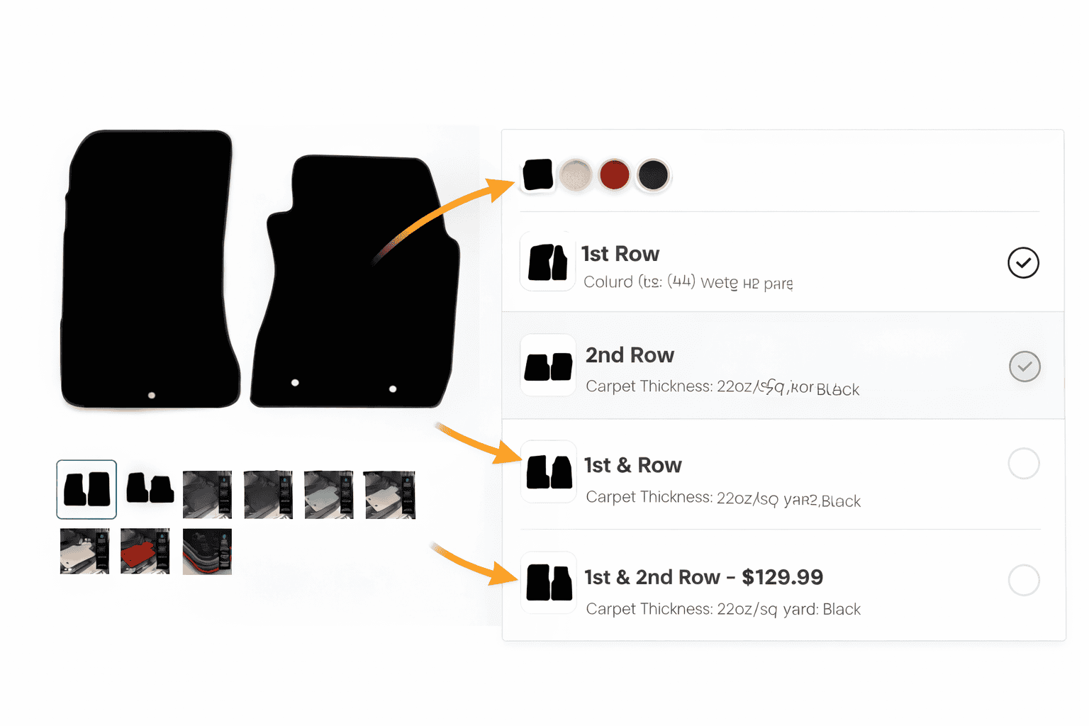 Shopify custom product configurator car mats