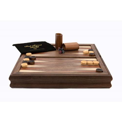 Dal Rossi Chess /Checkers / Backgammon, walnut, flip top board, 14" - Image 3