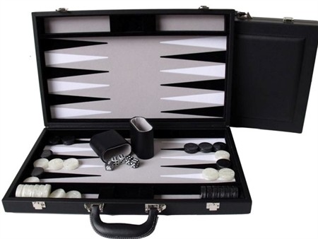 Dal Rossi Italy Black Backgammon 15" PU Leather