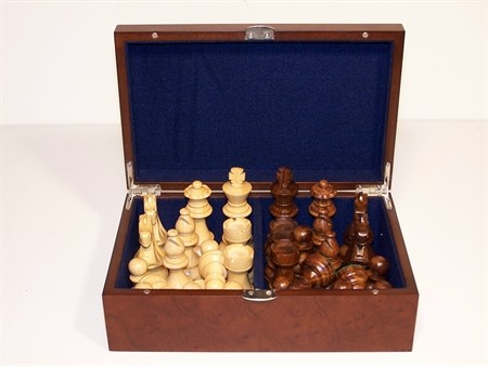Dal Rossi Italy Chess Pieces - French lardy, Boxwood and Sheesham wood 95mm "Double Weighted" plus Storage Box