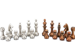 Dal Rossi Italy, Metal Copper and Silver Chessmen 100mm