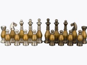 Dal Rossi Italy, Metal light gold plated Chessmen 100mm Chessmen ONLY