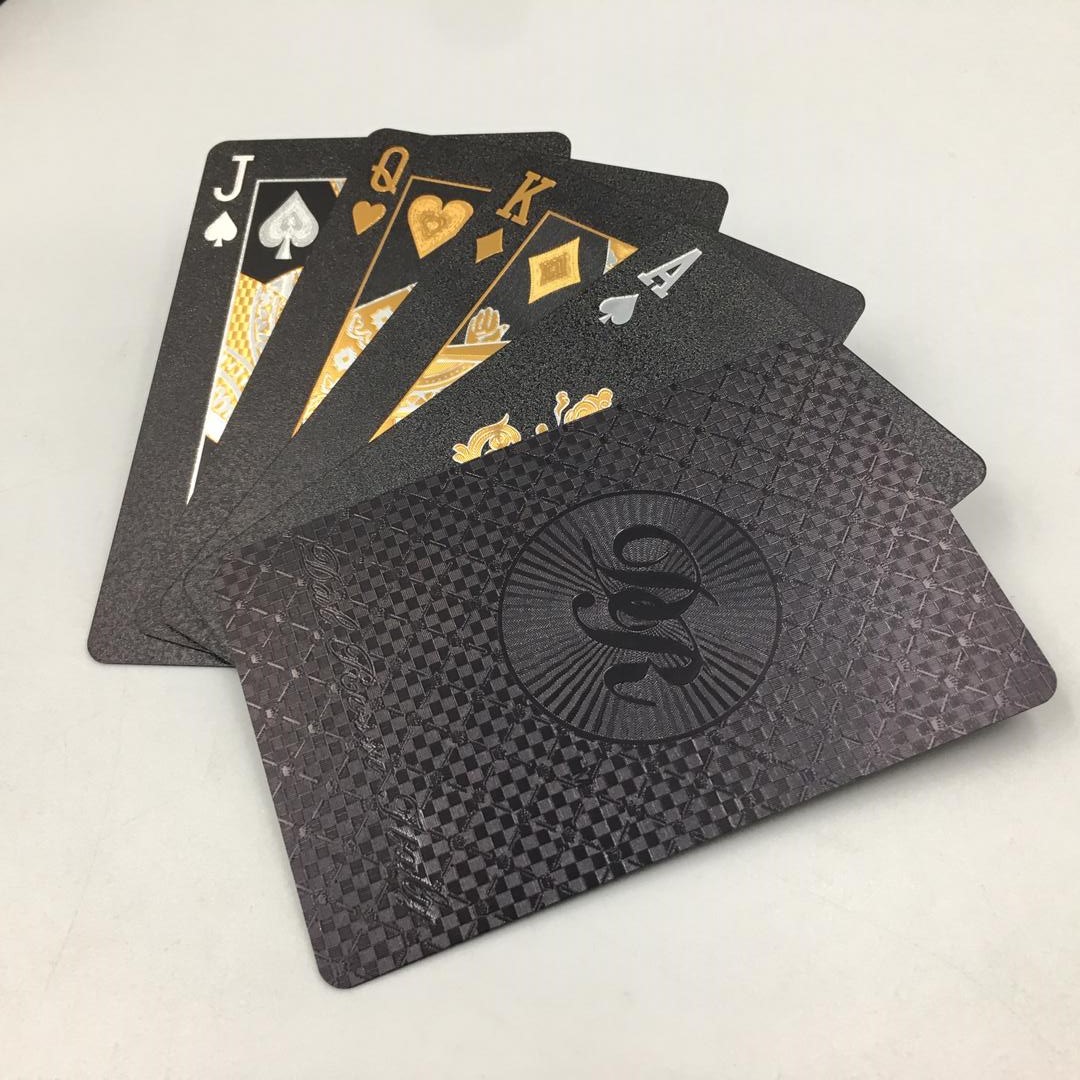 Dal Rossi Italy Luxury Black Playing Cards and Gold & Silver Plated writing.