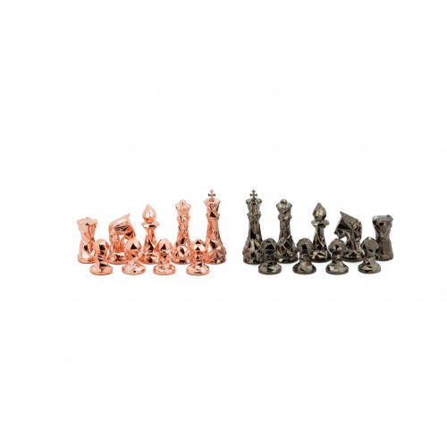 Dal Rossi Diamond-Cut Copper & Bronze Chessmen Chess Pieces 85mm - Image 2