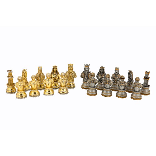 Dal Rossi Italy Medieval Warrior Chess Set on Walnut Finish Chess Box 20” with compartments - Image 2