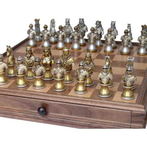 Dal Rossi Italy Medieval Warriors (Resin) Chess Set on 38cm Dal Rossi Chess Box - Image 2