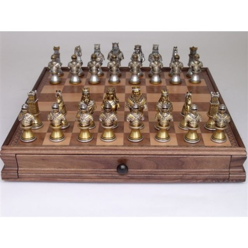 Dal Rossi Italy Medieval Warriors (Resin) Chess Set on 38cm Dal Rossi Chess Box - Image 3