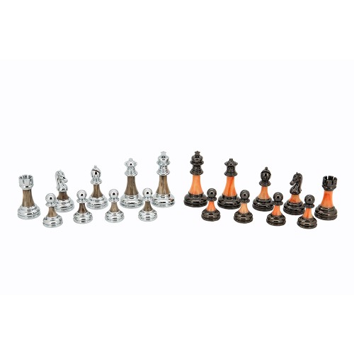 Dal Rossi Italy Carbon Fibre Shiny Finish Chess Box 16” with Metal Marble Chess Pieces - Image 2