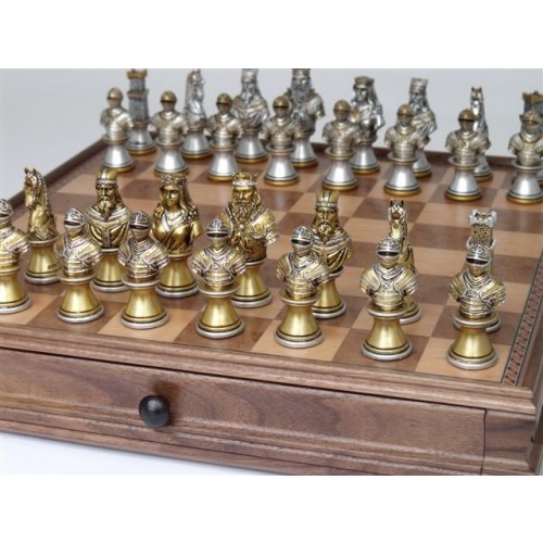 Dal Rossi Italy Medieval Warriors (Resin) Chess Set on 38cm Dal Rossi Chess Box - Image 4