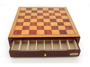 Dal Rossi Italy, Chess Box Only with Drawers 18" Shiny Mahongany Finsh