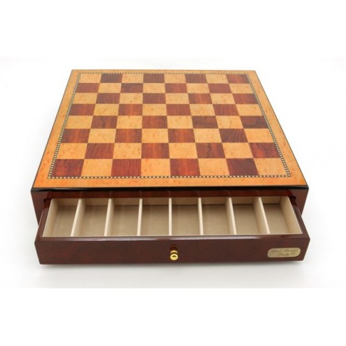 Dal Rossi Italy, Chess Box Only with Drawers 18" Shiny Mahongany Finsh