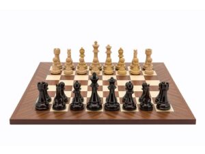 Dal Rossi Italy Chess Set, 50cm Board With Dark Red and Black Ebony Finish Weighted Chess Pieces (101mm)