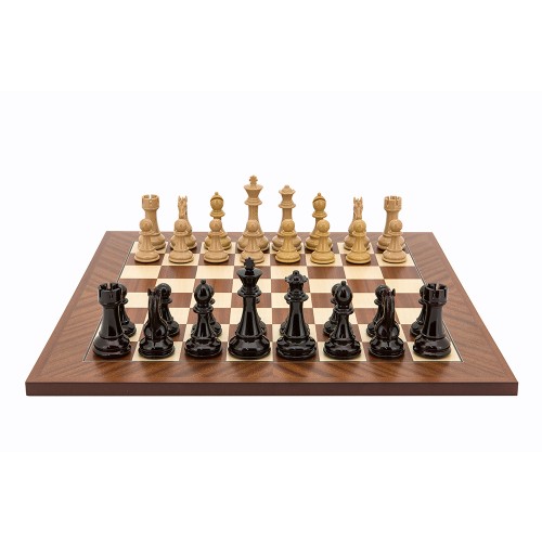 Dal Rossi Italy Chess Set, 50cm Board With Dark Red and Black Ebony Finish Weighted Chess Pieces (101mm)