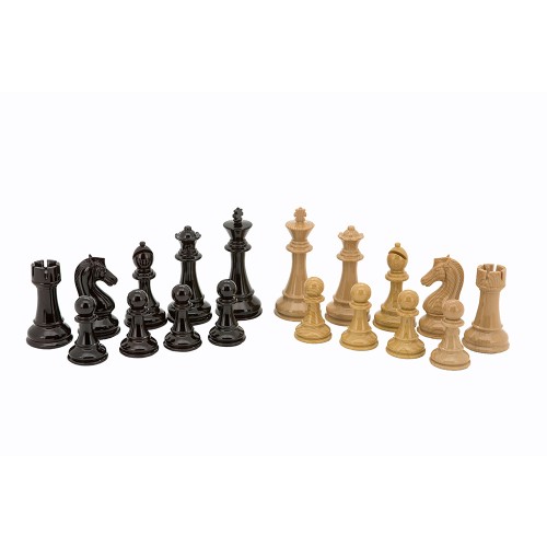Dal Rossi Italy Black Ebony Wood Grain Finish and Box Wood Grain Finish Weight pieces 110mm Chess Pieces ONLY