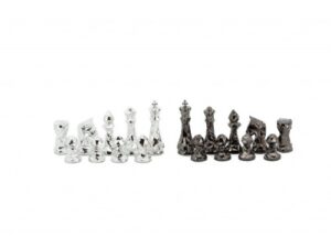 Dal Rossi Diamond-Cut Titanium & Silver Chessmen Chess Pieces 85mm