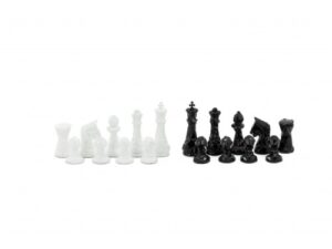 Dal Rossi Diamond-Cut Black & White Chessmen Chess Pieces 85mm