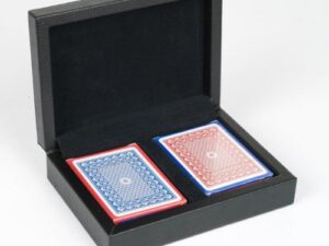 Dal Rossi Italy Card Box Black PU Leather With 2 Packs of Playing Cards