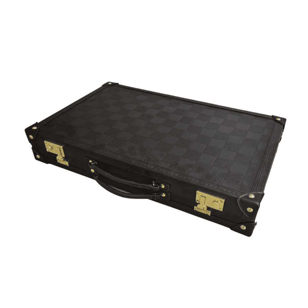 Dal Rossi Italy Obsidian Black PU Leather 18 inch Backgammon - Image 2