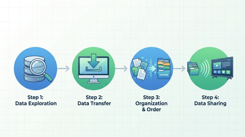 the step by step workflow of how sonarr and radarr process downloads
