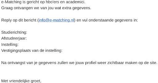E-mail extra vragen