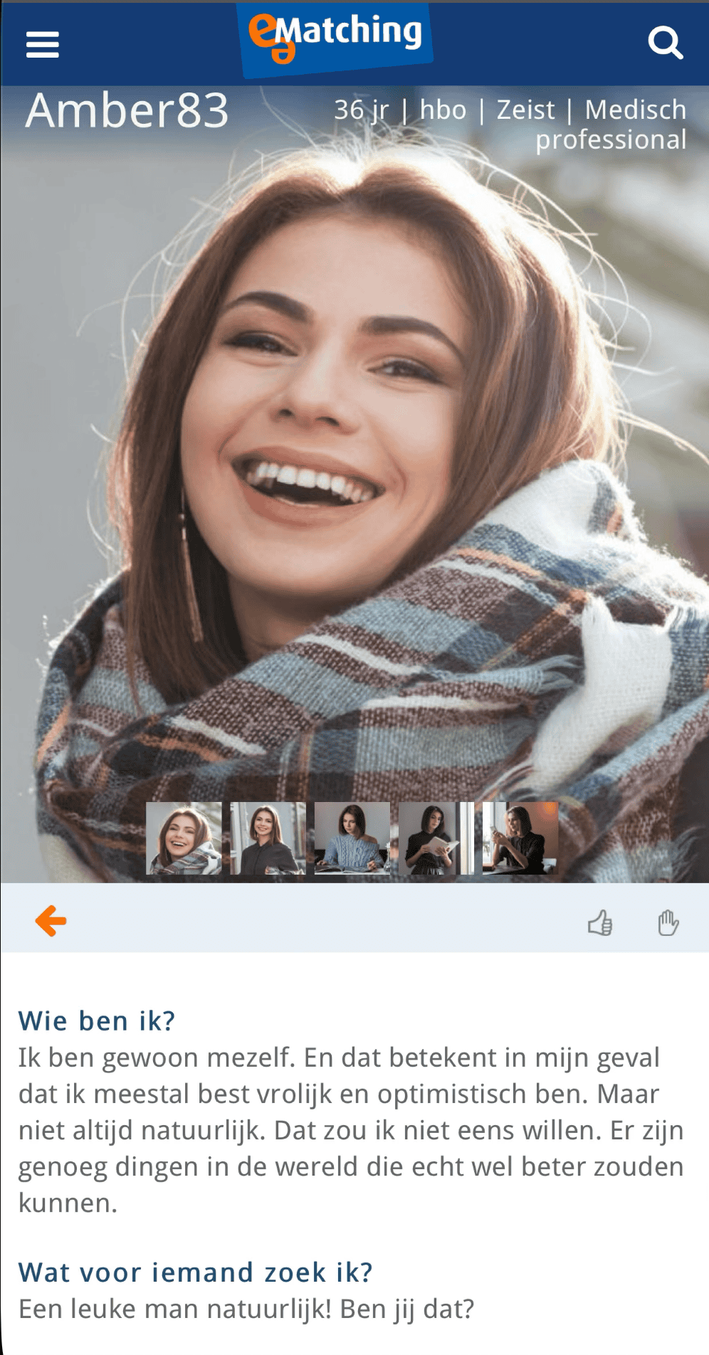 Profielpagina screenshot mobiel