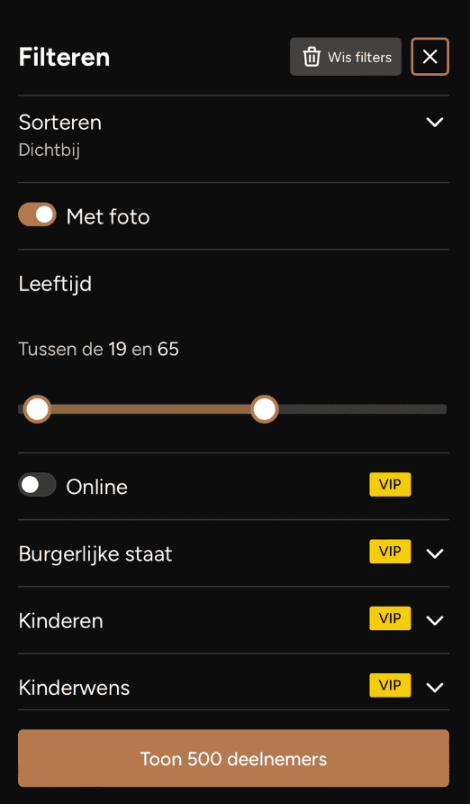 Filter screenshot op mobiel