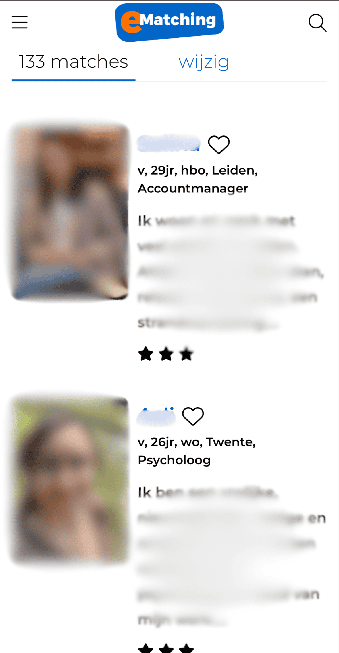 Leden Zoeken screenshot mobiel