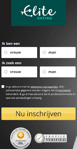 Elite Dating Aanmeldformulier