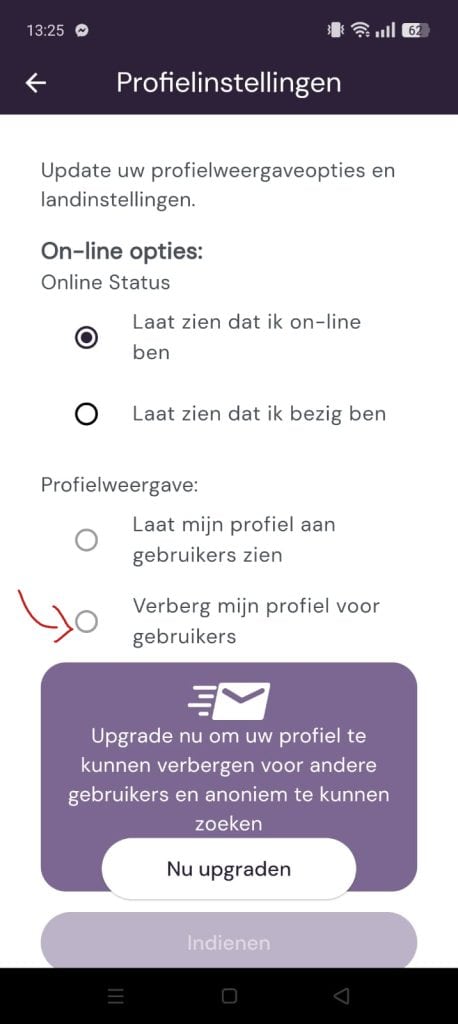 Verberg mijn profiel op Asiandating