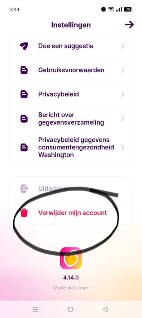 Fruitz - Account verwijderen