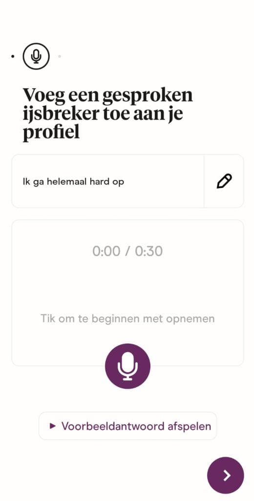 Hinge gesproken IJsbreker via voice memo