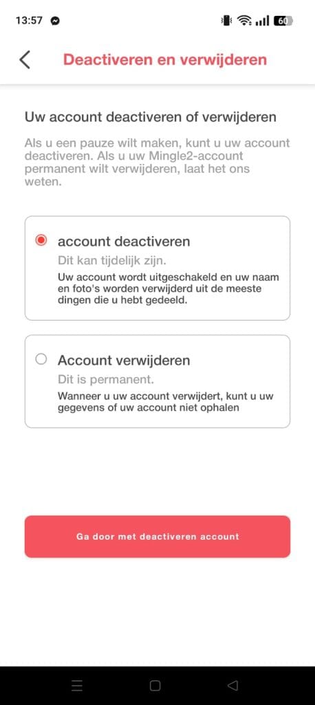 Mingle2 - Account verwijderen