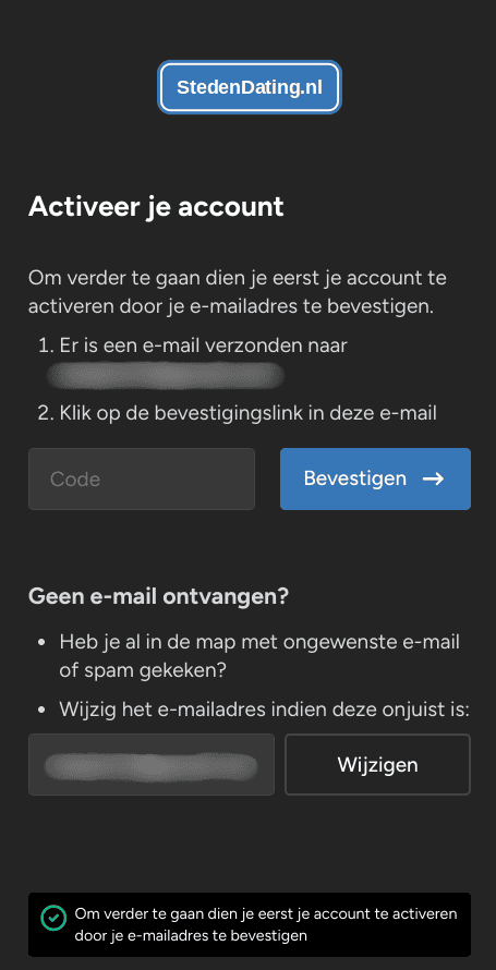 Activeer je account