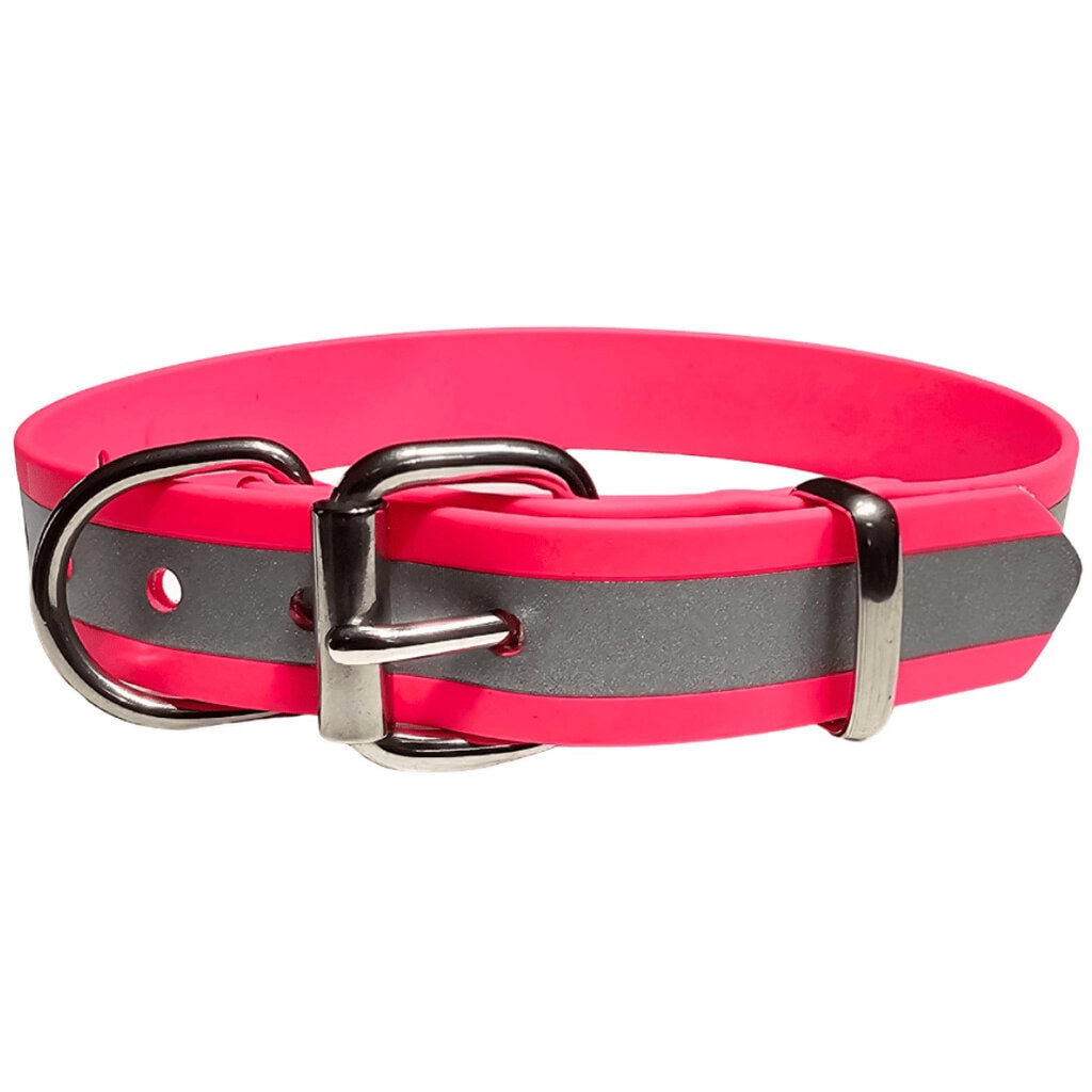 Working dog collar reflective biothane in pink