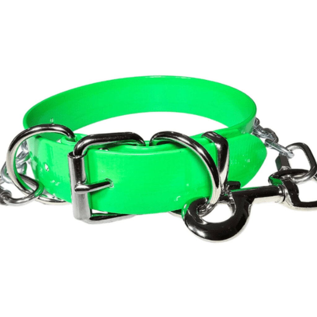 Working dog collar tie out 32mm lime green