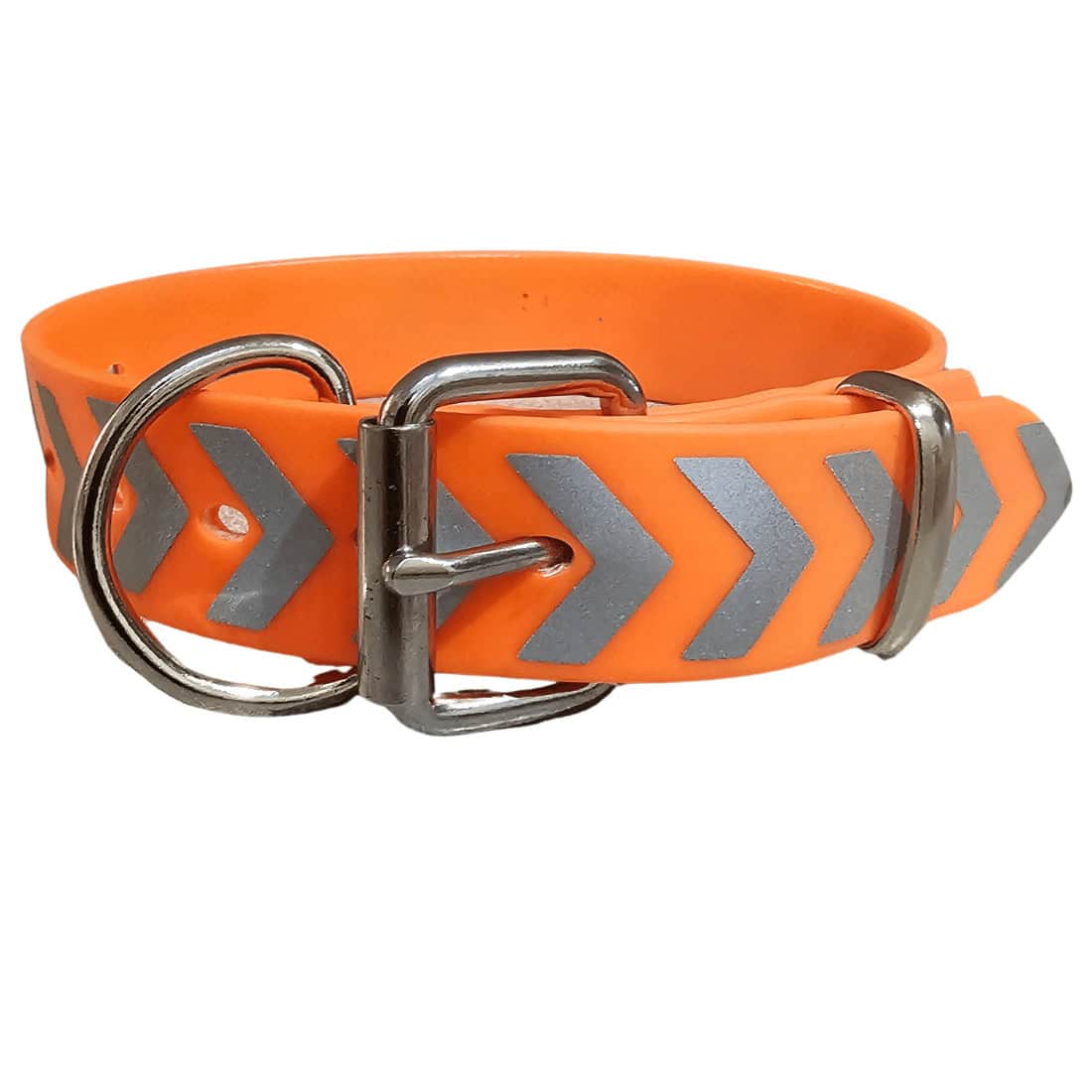 working dog collar 32mm pvc reflective orange