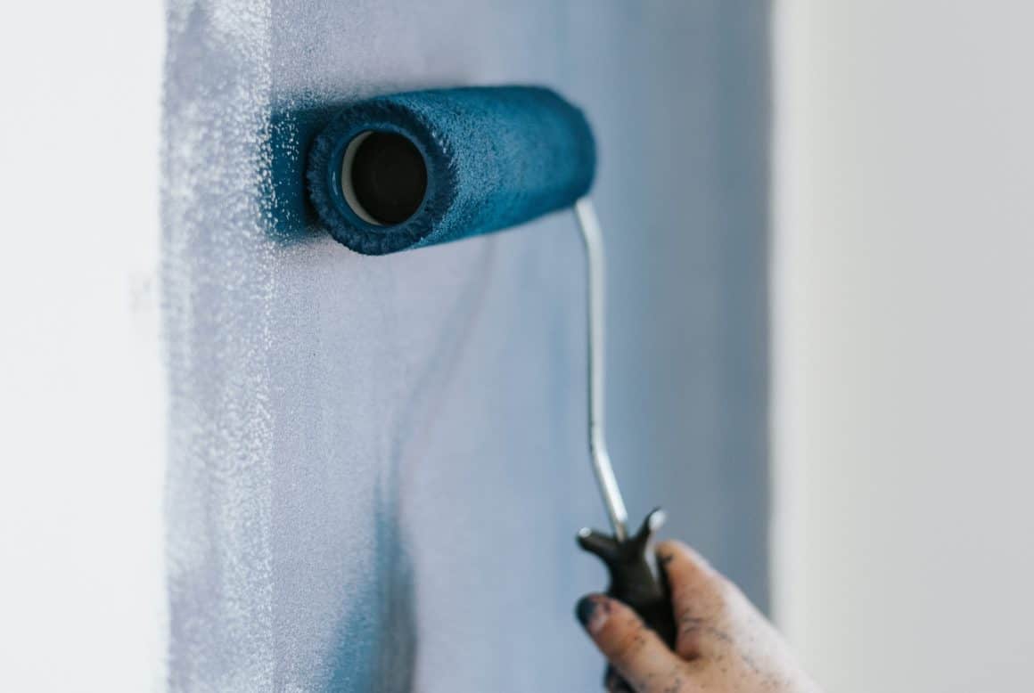 Blue paint roller