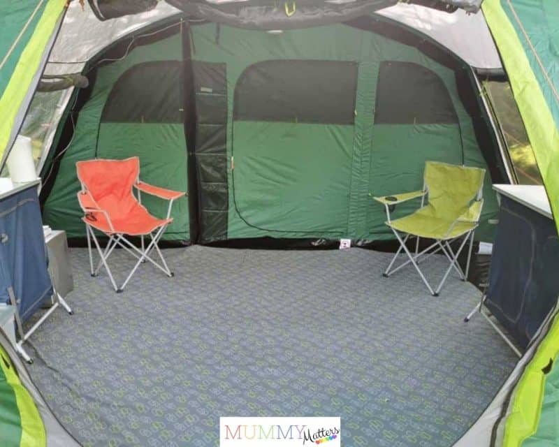 Camp beds set up inside the Oak Canyon 6 bedroom